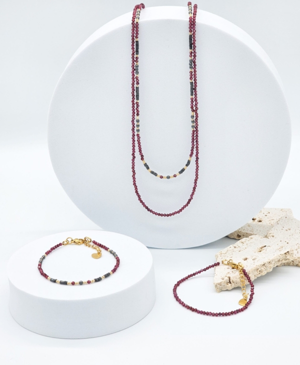 Bordo kolekcija: subtilus derinys su hematitu #202, VikVit rankų darbo papuošalai