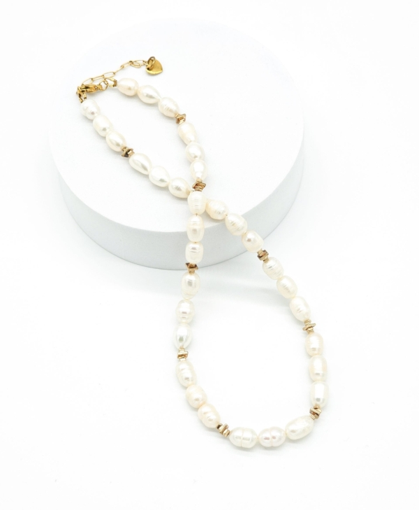 Gėlavandenių perlų ir hematito kaklo vėrinys. Puiki dovana. Rankų darbas.