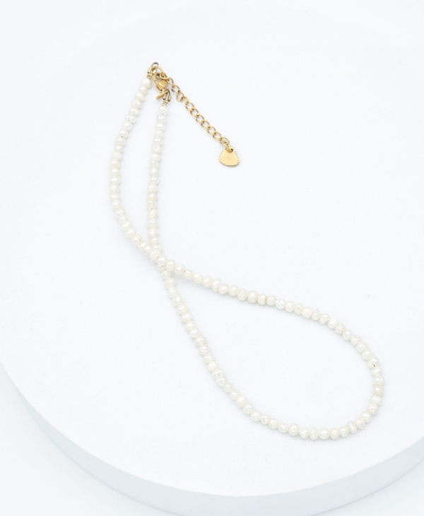 Gėlavandenių perlų kaklo vėrinys 3mm - klasikinis, minimalistinis, elegantiškas.