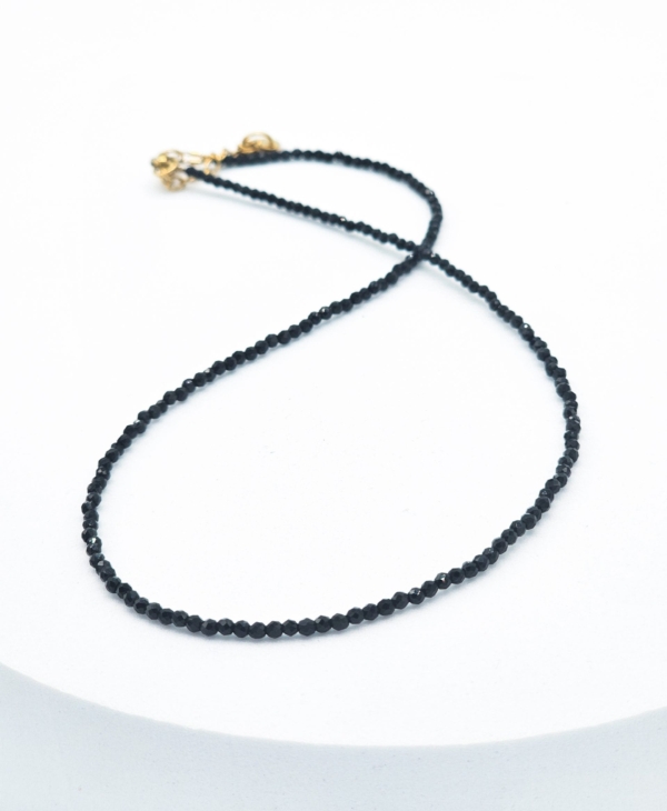 Trumpas ir smulkus klasikinis juodas kaklo vėrinys su špineliu. Puiki dovana.